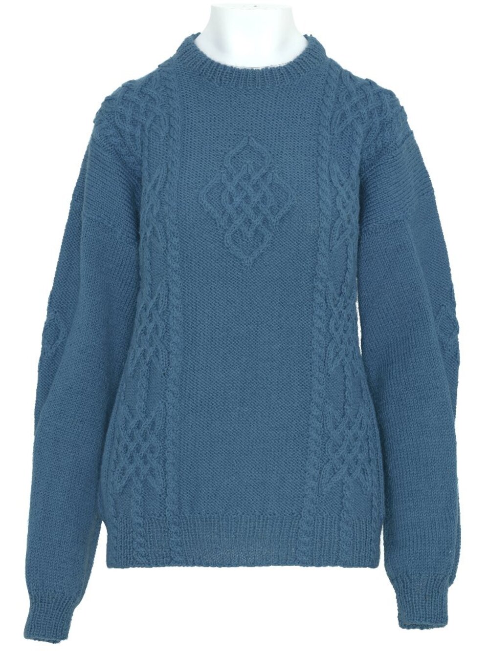 1970–1989, Staple-Spun Wool Plied-Yarn Aran Cable Relief Pullover Knit